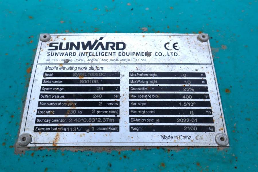 Sunward SWSL1008DC Very Low Hours, CE Declaration, Valid I