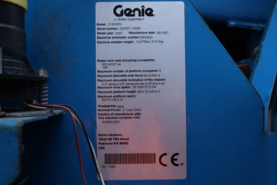 Genie Z30/20NRJ Electric, 10.9m Working Height, 6.25m Re