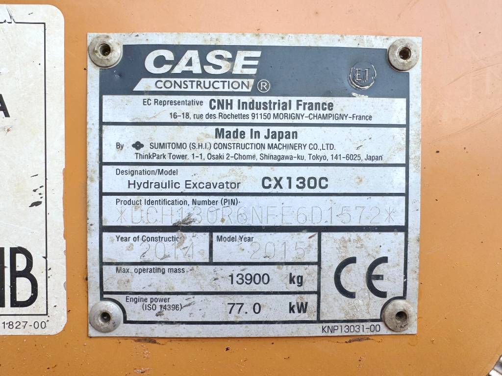 CASE CX130C - Hammer Lines / Quick Coupler