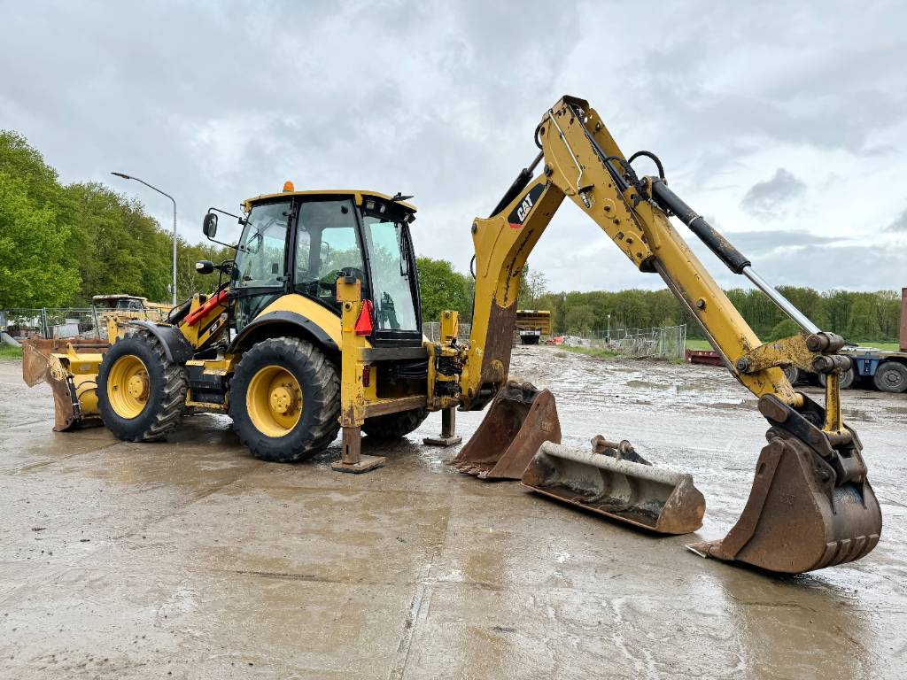 CAT 434F - 4 Buckets + Forks / All Wheel Steering