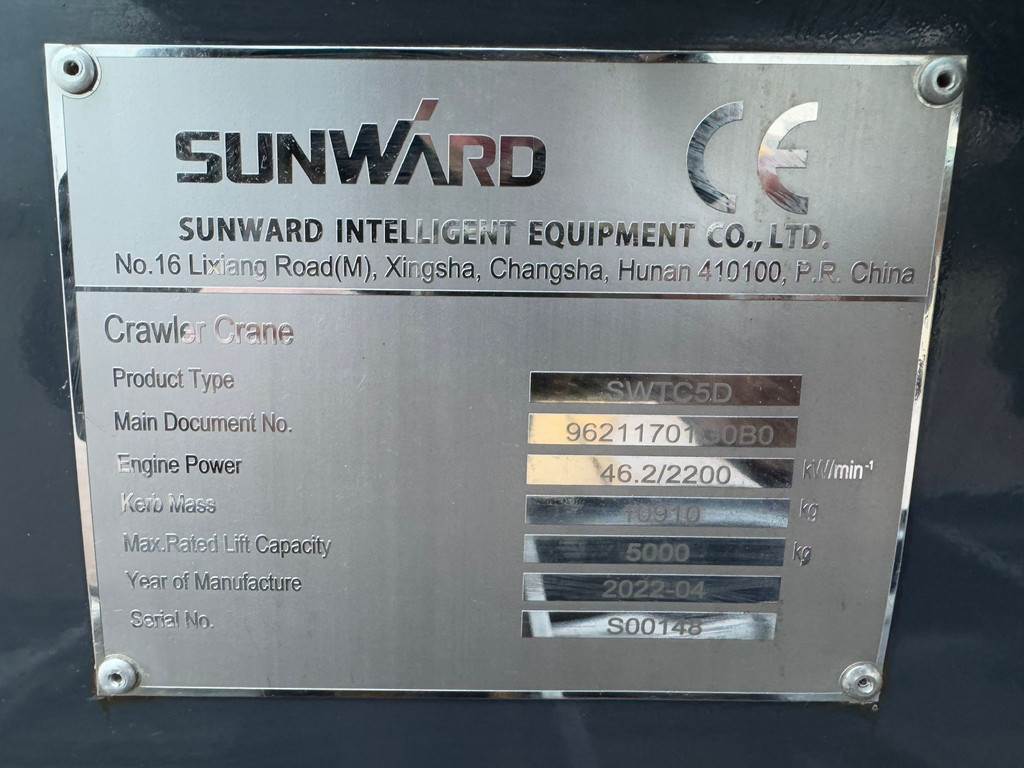 Sunward SWTC5D Telescopic Crawler Crane - CE certifiedd