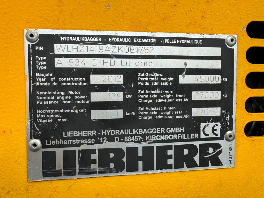 Liebherr A934C-HD / Sennebogen grapler / CE certified