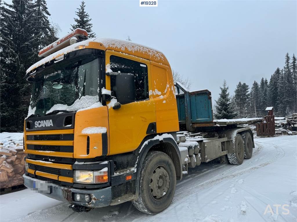 Scania 124G Hook truck w/ Container, Box and Flake.