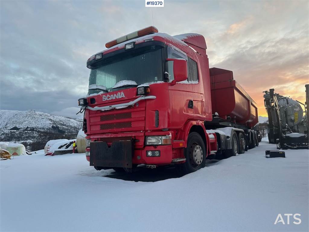 Scania R144 6x4 plow-rigged tractor unit repair object.