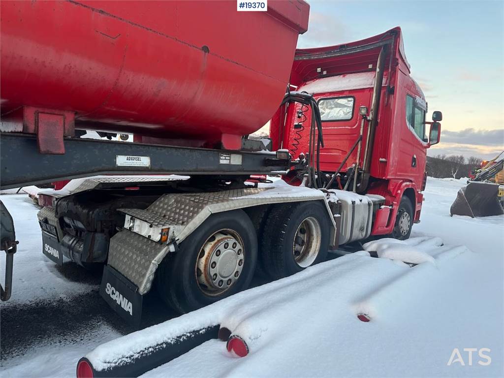 Scania R144 6x4 plow-rigged tractor unit repair object.