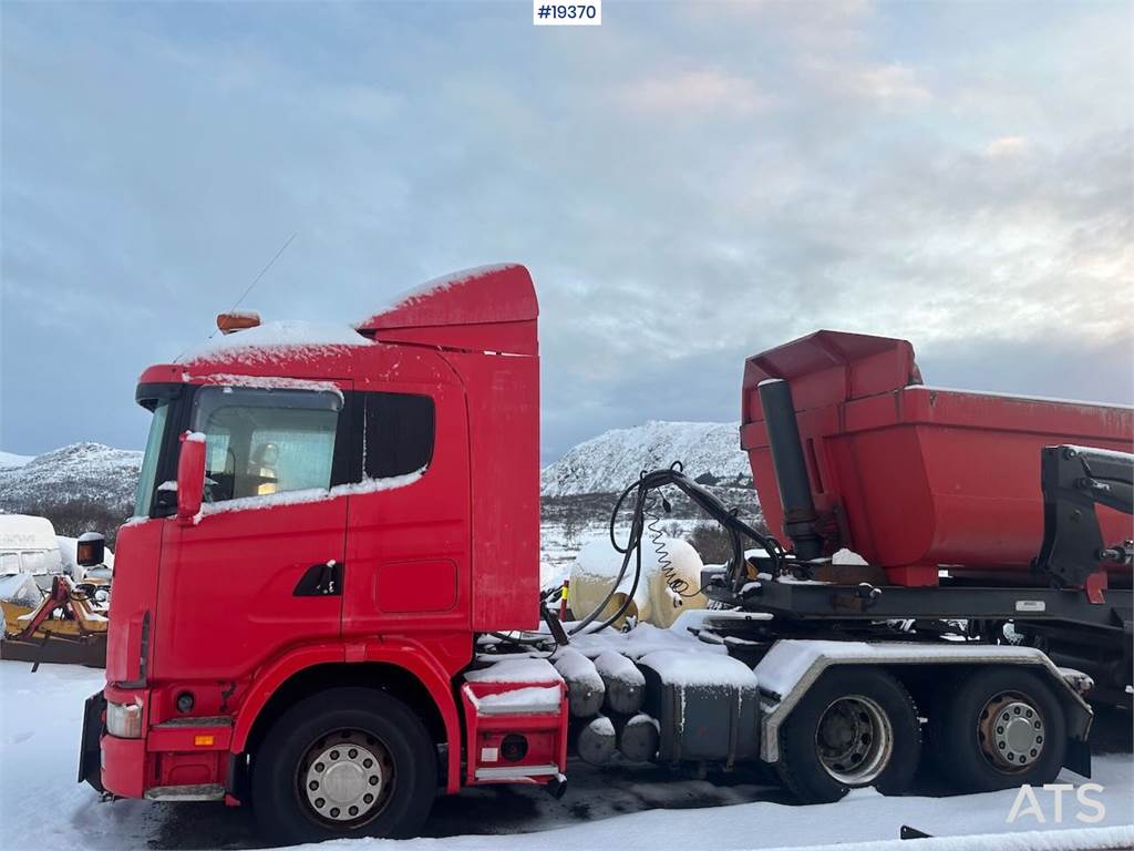 Scania R144 6x4 plow-rigged tractor unit repair object.