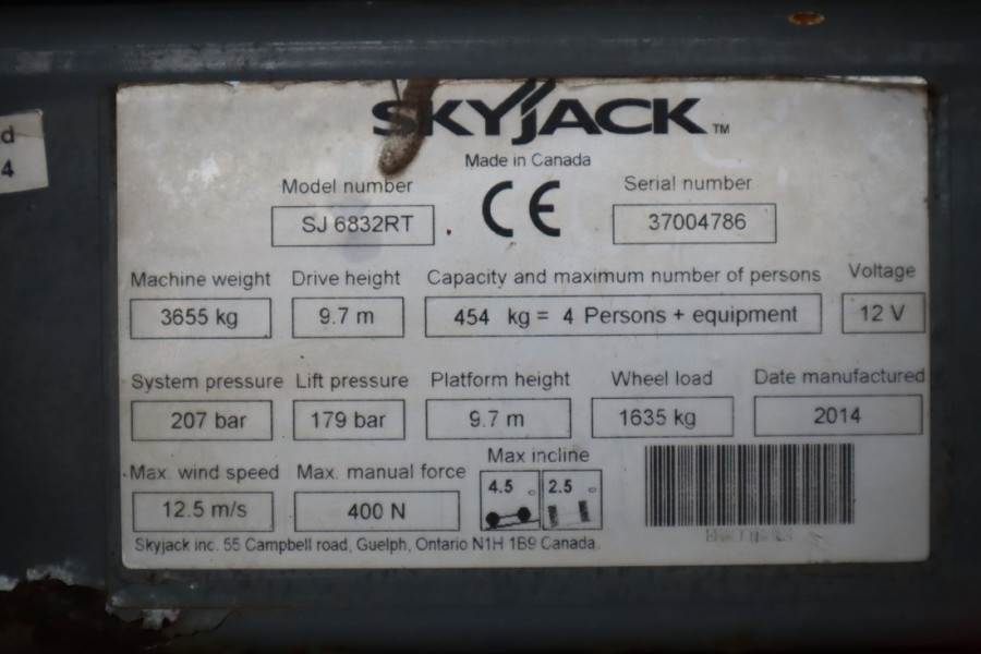 SkyJack SJ6832 Diesel, 4x4 Drive, 11.6m Working Height, 45