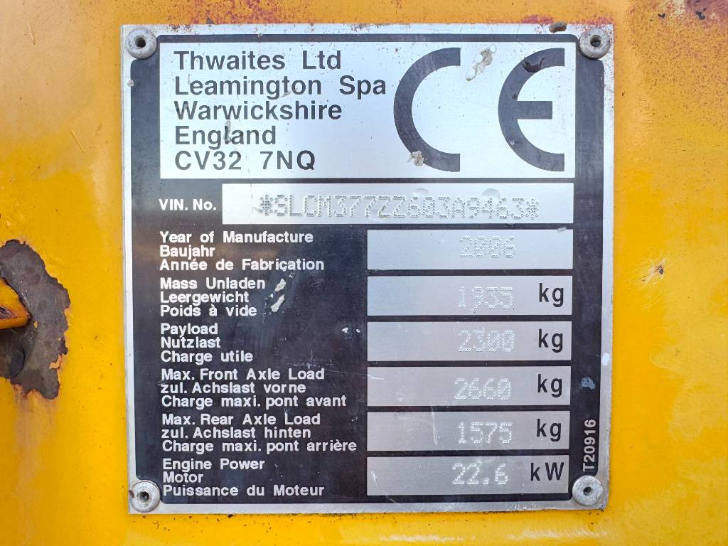 Thwaites MACH 2077 - 2.3 Ton Pay Load / Tilt + Rotate